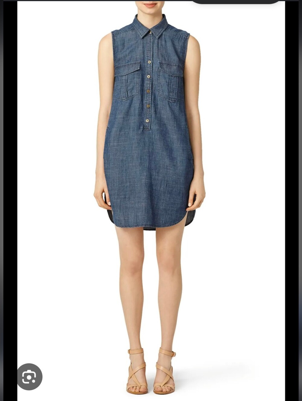 CHAPS Sleeveless Denim Shirt Dress in Dark Blue 100% Cotton